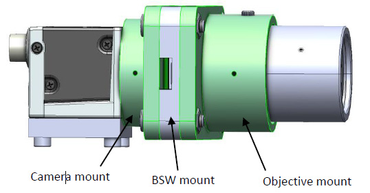 帶有攝像頭、BSW-20 和物鏡的組件 CAD 模型