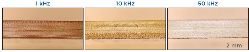 標(biāo)準(zhǔn)級PC材料，采用不同頻率進(jìn)行切割