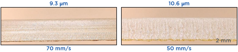 使用非標(biāo)準(zhǔn)波長 9.3 μm和標(biāo)準(zhǔn)波長 10.6 μm對標(biāo)準(zhǔn)級 PC 材料進(jìn)行切割。